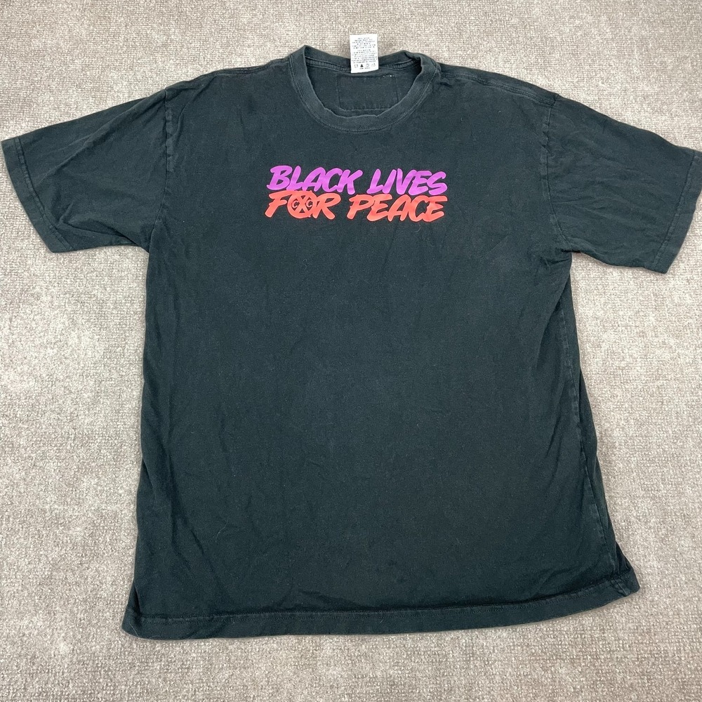 Cross Colours Black Lives For Peace T-Shirt Mens Large Cotton Graphic Print
